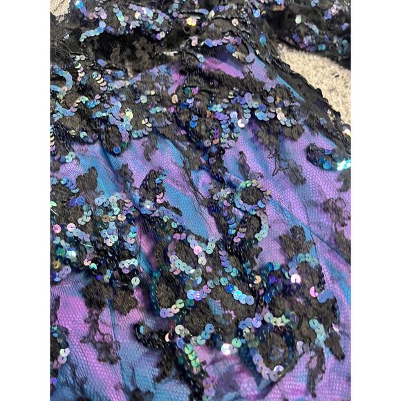 VINTAGE DESIGNER Sequin Lace Ball Gown, Mignon Ann Marie Gabalis‎ Blue Plaid - Picture 6 of 16